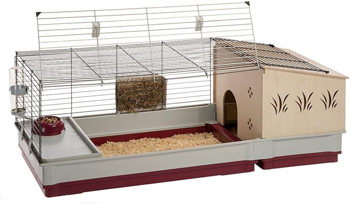 MIRA®Konijnenhok Binnen - Konijnenhok Met 2 Etages - Konijnenren - Crolik - Grijs - 142cm x 60cm x 50cm