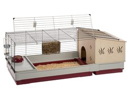 MIRA®Konijnenhok Binnen - Konijnenhok Met 2 Etages - Konijnenren - Crolik - Grijs - 142cm x 60cm x 50cm