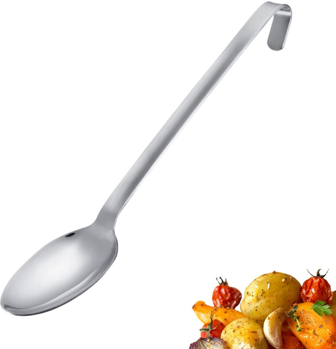 Westmark Groentelepel Pro – RVS kooklepel met brede lepelkop – Universele serveerlepel voor groenten, aardappelen, etc. – Zilver, 38 cm
