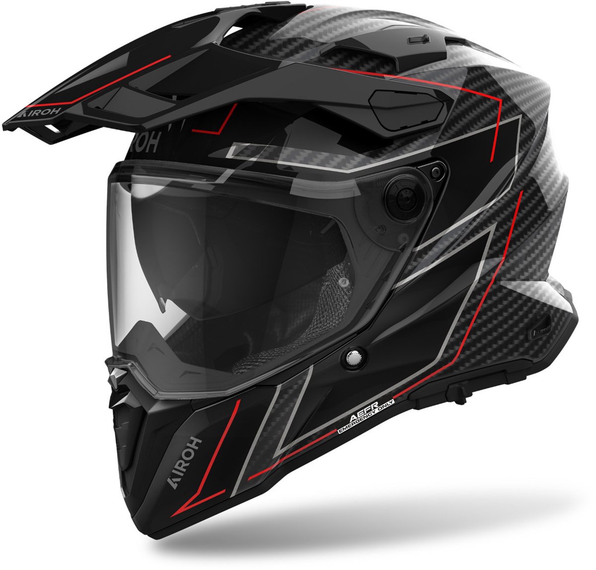 Airoh Commander 2 Stylish Full Carbon Zwart Grijs Rood Adventure Integraalhelm - Maat XL - Helm