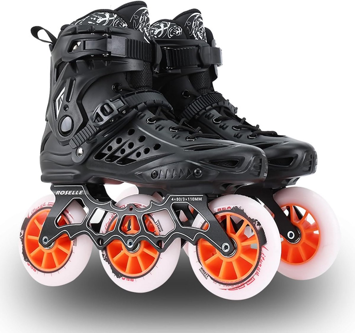 Inline skates - Skeelers dames heren - Binnen en buiten - Driewiel ontwerp - 110 mm wielen - Zwart