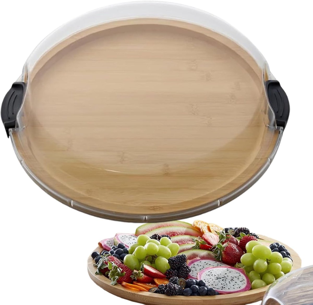 Houten Serveerplank - Worstplank Dienblad - Feestelijke Bijeenkomsten - Met Deksel - 30x30 cm