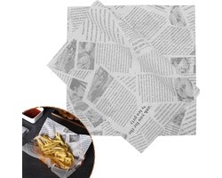 100 vetzetvrije frietzakjes – Papieren zakjes speciaal voor friet en Britse fish and chips – Ontwerp in de stijl van de krant *Daily News* – Met frietmotief – Geschikt voor jong en oud – Afmetingen: 20 x 20 cm