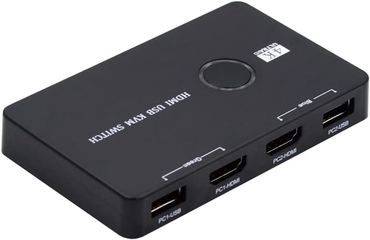 KVM Switch HDMI - Dubbele PC Selector - Efficiënt Werken - 4K 60Hz Beeldkwaliteit - 10x10x1 cm