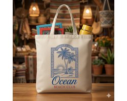 Tote Bag Ocean BEACH CLUB - cute - Gift - Cadeau - schattig - schattigdesign - liefdesign - pastelkunst - sarcastic - beach - sea - strand - zee