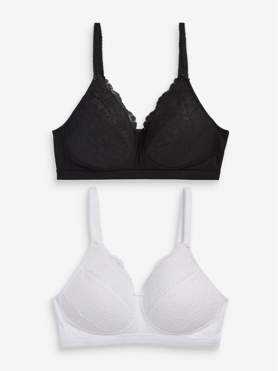 Next Dames - B-G Post Surgery Non Wired Ultimate Comfort Beha's 2 Set - Zwart Black/White