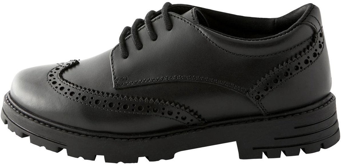 Next - Meisjes - Leren brogues voor school met grove vetersluiting en brede pasvorm (G) - Zwart
