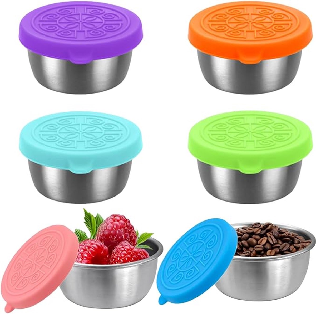 6 stuk-mini vershoudbakjes-mini vershoud bakjes - RVS snackdoos - diepvriesdozen - diepvrieszakjes- lunchbox small - Vvoorraad doosjes klein - dressing bakje-dressing bakje met deksel - Lekvrij - Voor Snack/Dips/Salade/Specerijen Enz