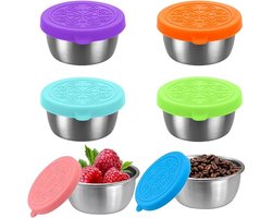 6 stuk-mini vershoudbakjes-mini vershoud bakjes - RVS snackdoos - diepvriesdozen - diepvrieszakjes- lunchbox small - Vvoorraad doosjes klein - dressing bakje-dressing bakje met deksel - Lekvrij - Voor Snack/Dips/Salade/Specerijen Enz