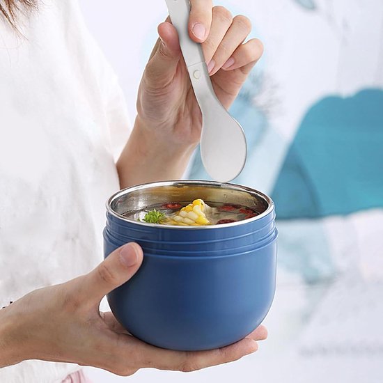 Soeppot Thermisch - Voedselcontainer Draagbaar - Warm Eten Vervoeren - Lekvrij en Morsbestendig - 600ml Capaciteit - Blauw — afbeelding 5
