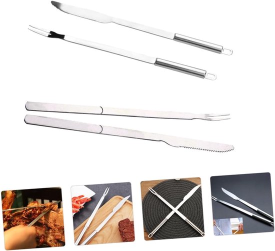 Barbecue Gereedschap Set - Vork En Snijder - Buiten Koken - Roestvrij ...