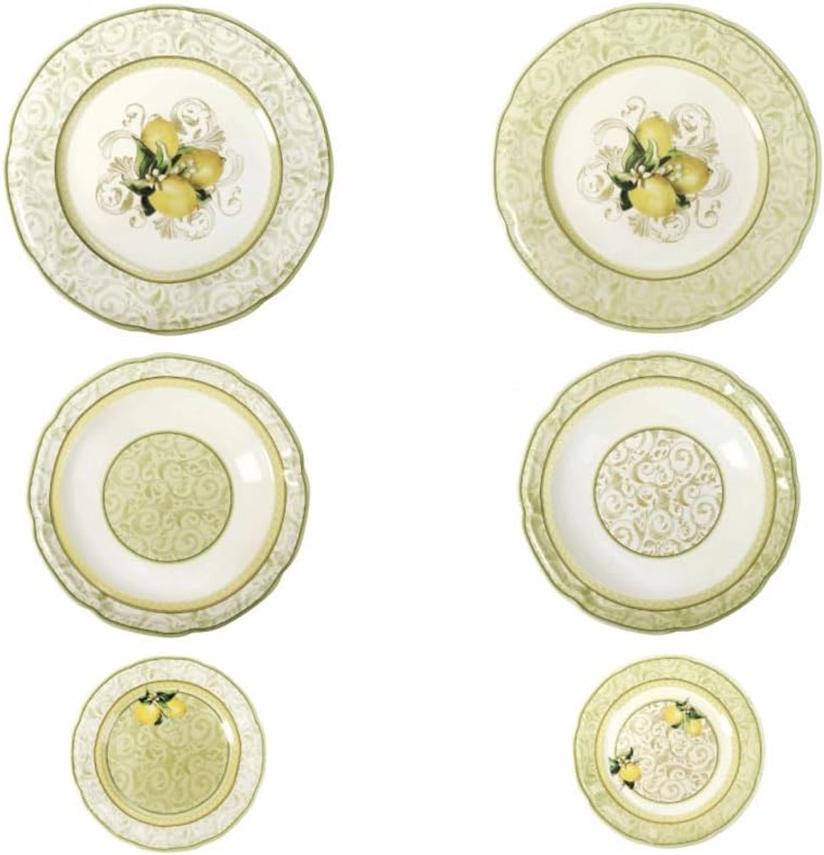 Servies Set - Diner Servies - Eettafel Decoratie - 18 Delige Set - Ø 26 Cm - Citroen Print
