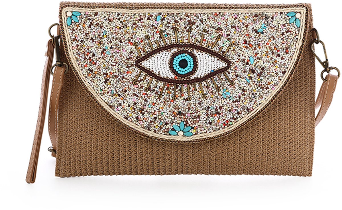 Schoudertas / Clutch Boho Summer - Turkoois - Eye - Mozaik