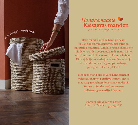Grote mand met deksel, van natuurlijk Kaisagras.