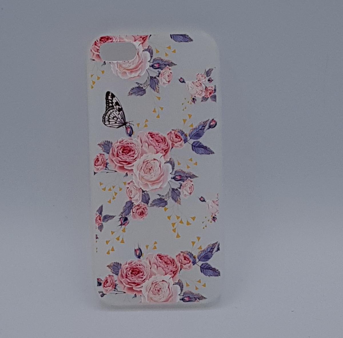 Geschikt voor iPhone 5, 5s, SE – hoes, cover – TPU – rozen met vlinder