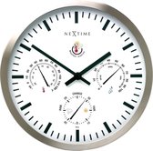 NeXtime Weatherstation - Klok - Rond - RVS/Glas - Ø34 cm - Wit