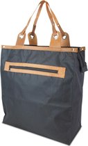 Shopping Bag Noir - Sac shopping en toile - Fermeture éclair - Fond renforcé - 27 litres