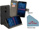 Pearlycase® Zwart Y Wallet Bookcase voor Nokia 2