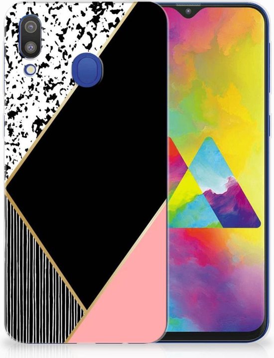 materiaal maïs Attent Samsung Galaxy M20 Uniek TPU Hoesje Black Pink Shapes | bol.com