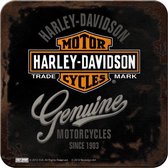 Retro Harley-Davidson Onderzetters 'Genuine' - 5 stuks