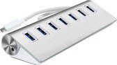Stijlvolle Aluminium USB Type C 3.1 Hub | USB C Naar 7 Poorts USB 3.0 Hub (Tevens Compatibel Voor USB A 2.0 & 1.1) - Zilverkleurig