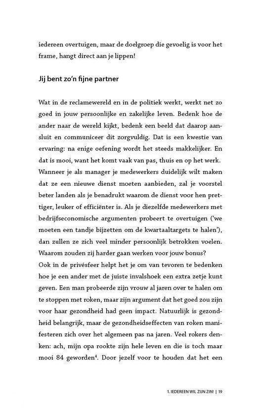 Pagina met de titel 'iedereen overtuigen, maar de doelgroep is voor het frame'.