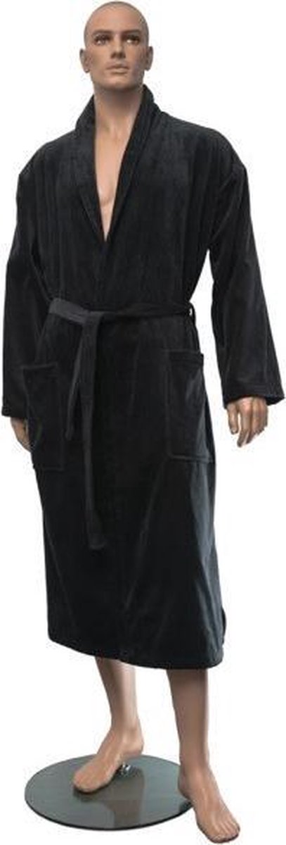 Badjas met sjaalkraag kleur zwart
