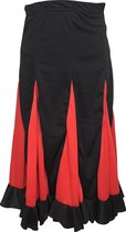 Spaanse Flamenco Rok – zwart met rode stRoken voor meisjes – Maat 12, kledingmaat 140-146