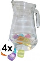 4x Ronde kan van glas 1,3 liter - Limonadekannen