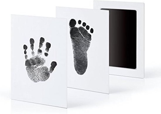 Carte photo empreinte de main et empreinte bébé - Cadeau bébé - Noir -  Alternative à