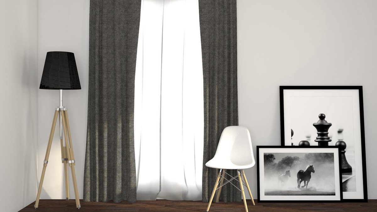 Larson - Luxe Geweven Blackout Gordijn - Ringen - Donkergrijs - 300 x 250 cm - Verduisterend & kant en klaar