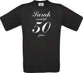 Mijncadeautje - T-shirt - Sarah eindelijk 50 - Zwart (maat 3XL)