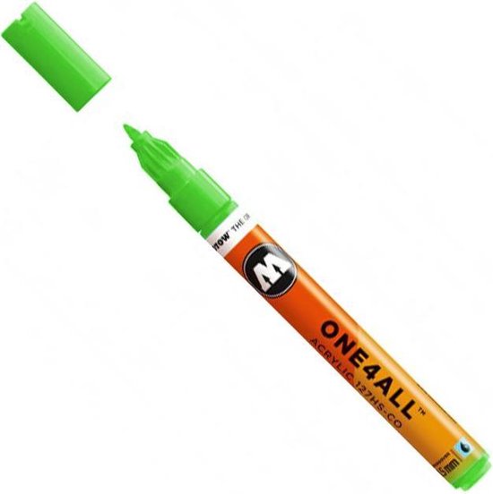 Molotow ONE4ALL 127HS-CO 1,5mm Marker - Fluoriserend Groen - Geschikt voor vele oppervlaktes zoals canvas, hout, steen, keramiek, plastic, glas, papier, leer...