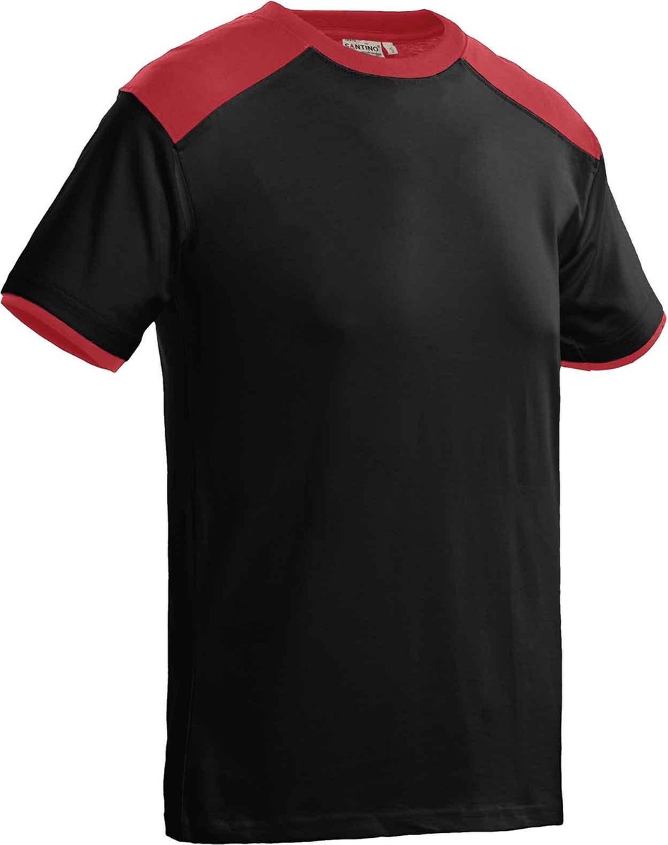Santino Tiesto 2color T-shirt (190g/m2) - Zwart | Rood - 4XL - Santino