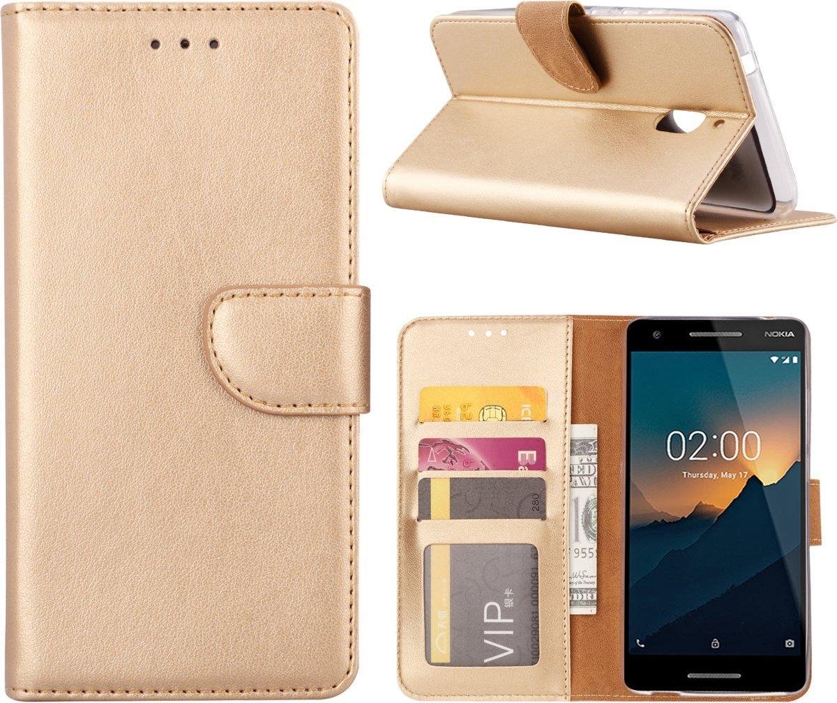 Telefoonhoes Geschikt voor: Nokia 8 portemonnee hoesje - Goud
