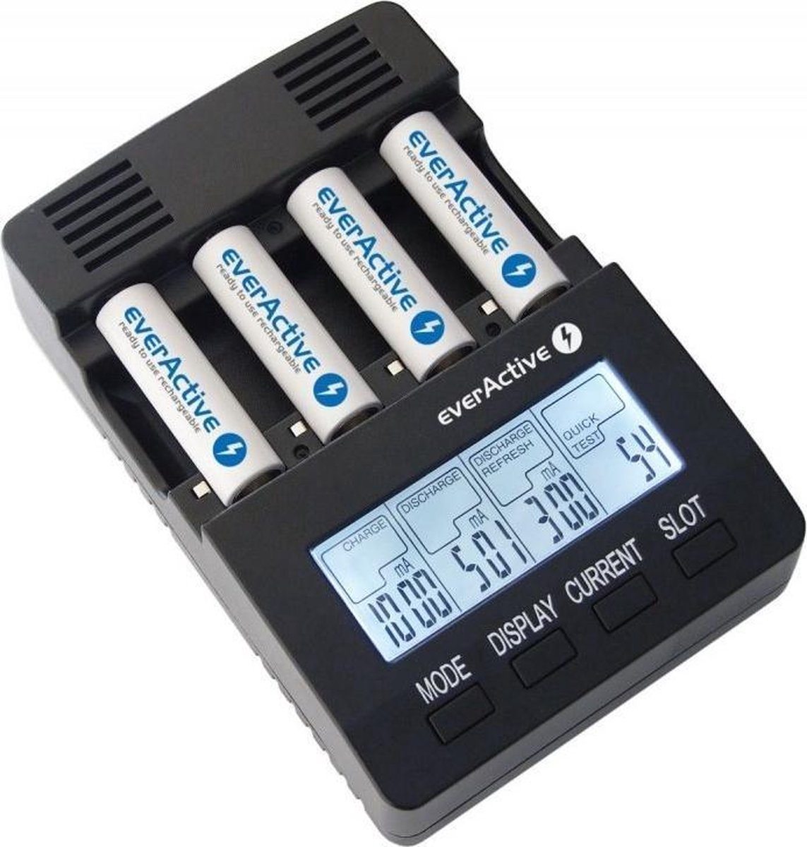 Professionele Batterijlader voor 1-4 AA/AAA Ni-MH Oplaadbare Batterijen met LCD Display en Geavanceerde Functies