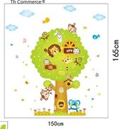 MAXI 150 x 165 CM MUURSTICKER  - DIEREN BOOM  - WANDDECORATIE - KINDERKAMER - BABYKAMER - JONGEN - MEISJE - TH Commerce® - nr 7402