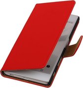Sony Xperia C5 Ultra - Effen Rood Booktype Wallet Hoesje
