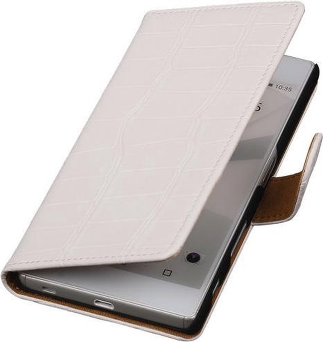 Sony Xperia M5 - Croco Wit Booktype Wallet Hoesje