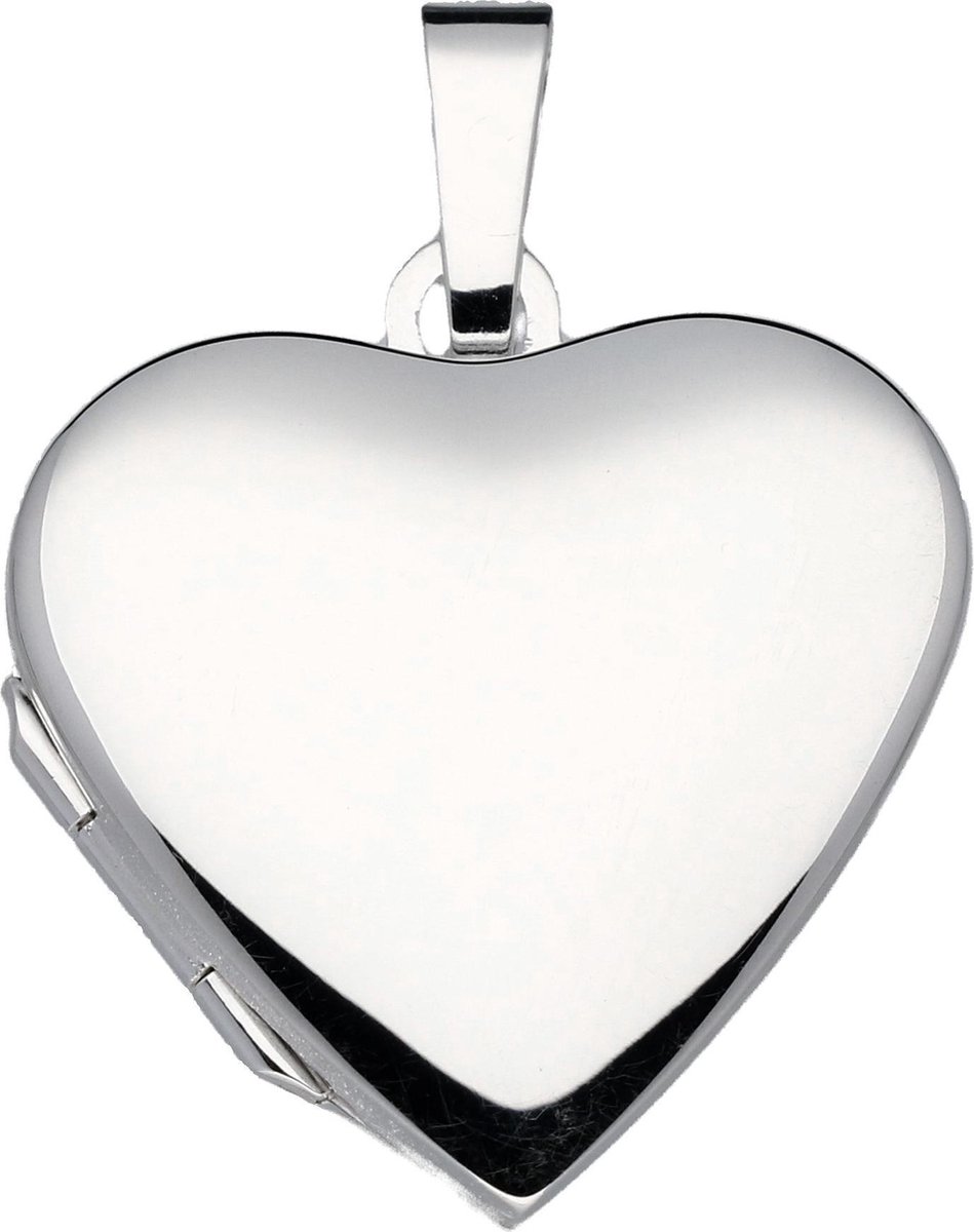 Glow medaillon - zilver - hart - glad - 16 x 15