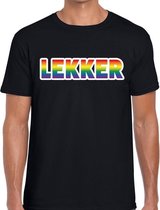 Lekker regenboog gay pride shirt zwart voor heren XL