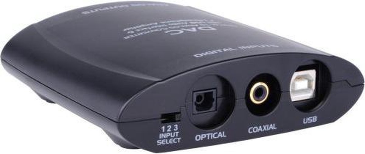 InLine omvormer Coaxiaal, Optisch of USB naar Tulp stereo 2RCA en 3,5mm Jack koptelefoon