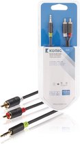 Konig 3,5mm Jack - Tulp stereo audio kabel - zwart - 10 meter