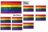 10x Vlag regenboog 90x150 cm
