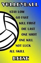 Volleyball Stay Low Go Fast Kill First Die Last One Shot One Kill Not Luck All Skill Reese