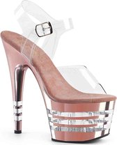 Pleaser Sandaal met enkelband, Paaldans schoenen -36 Shoes- ADORE-708CHLN Paaldans schoenen Roze/Transparant