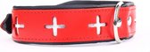 Dog's Companion - Leren hondenhalsband Swiss - Lengte: 50cm (40-47cmx40 mm), Kleur: Rood/Zwart