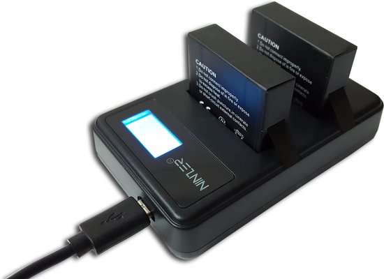 Ninzer 2 stuks batterijen/accu's voor GoPro HERO 4 inclusief oplader met  indicatiescherm | bol.com