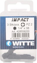 Witte Impact kruiskop bit - PZ 2 - per 3 verpakt