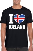 Zwart I love Ijsland fan shirt heren S